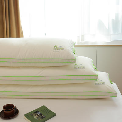 2023新款 原棉羽丝枕 舒睡护颈低枕 单人双人情侣枕头 舒适绿边 1.5米双人枕