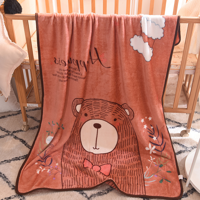 大版卡通单层加厚童毯 带包装 云朵熊