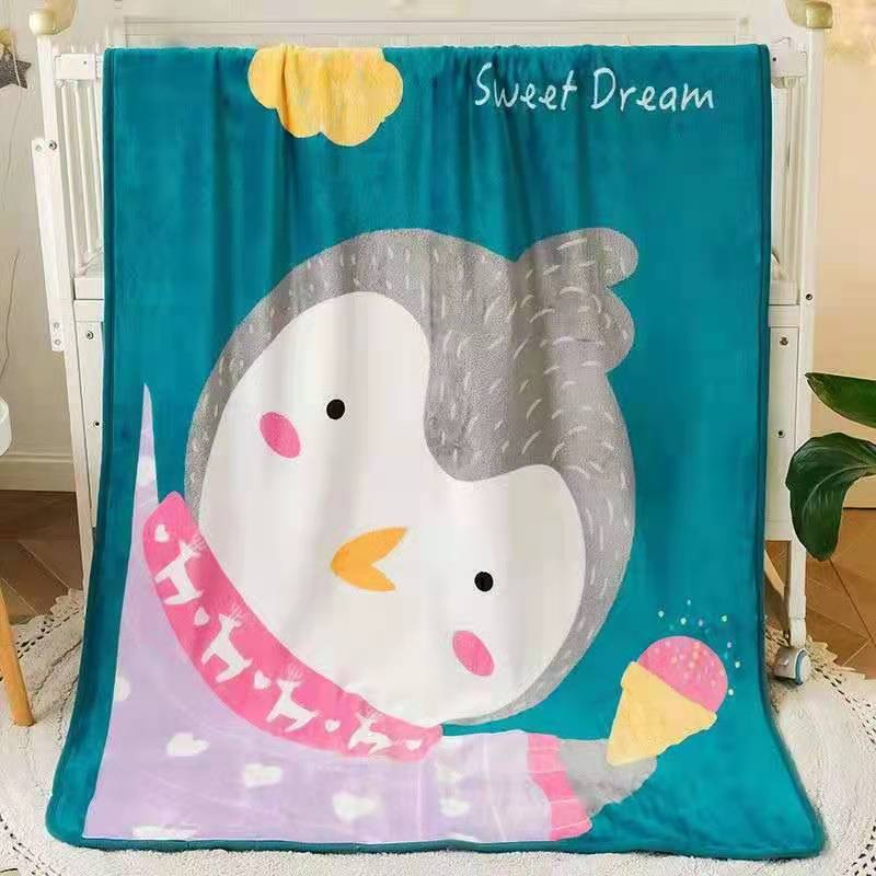 大版卡通单层加厚童毯 带包装 冰淇淋鸟