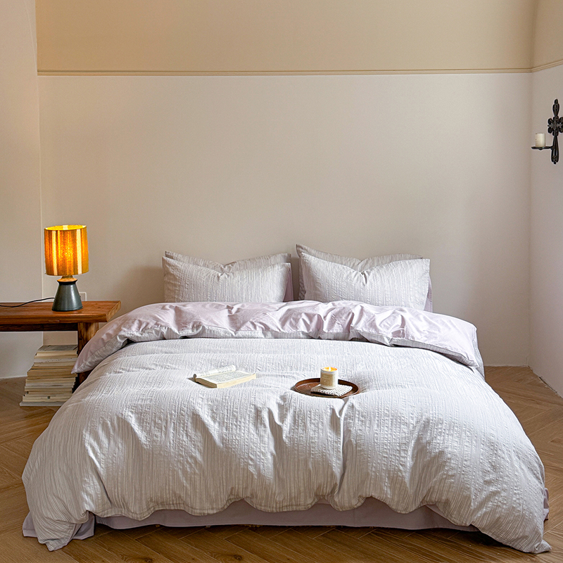 2025春季新品线条40S全棉提花四件套-觅境 场景一