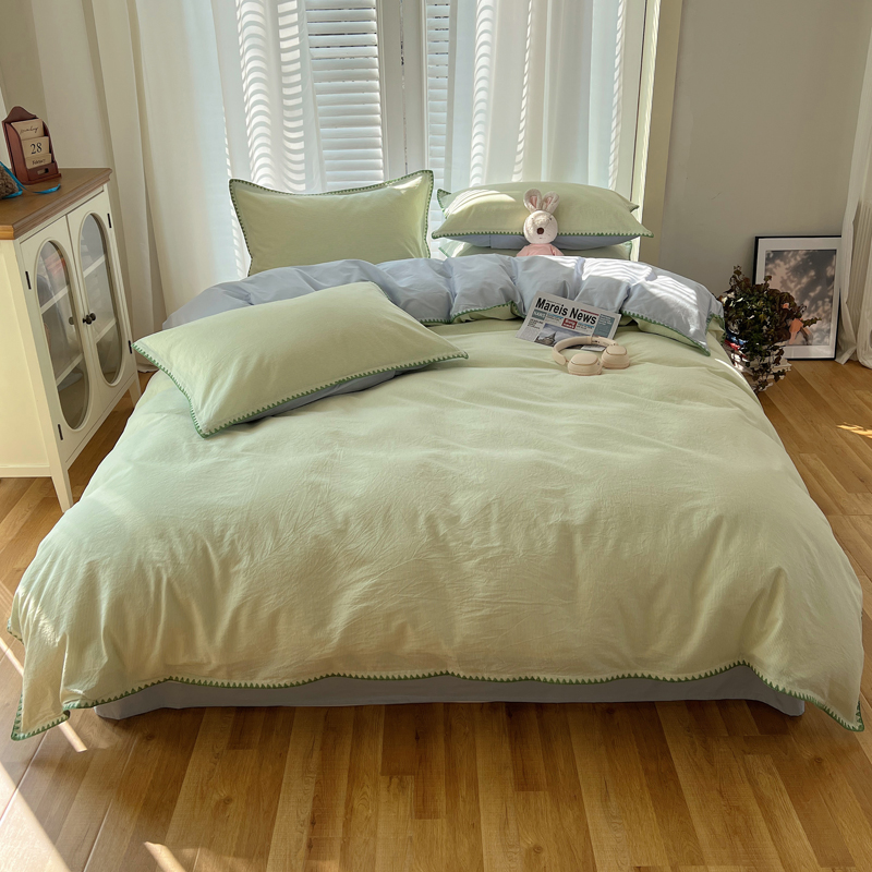 2025新款40支全棉水洗棉贝壳边四件套