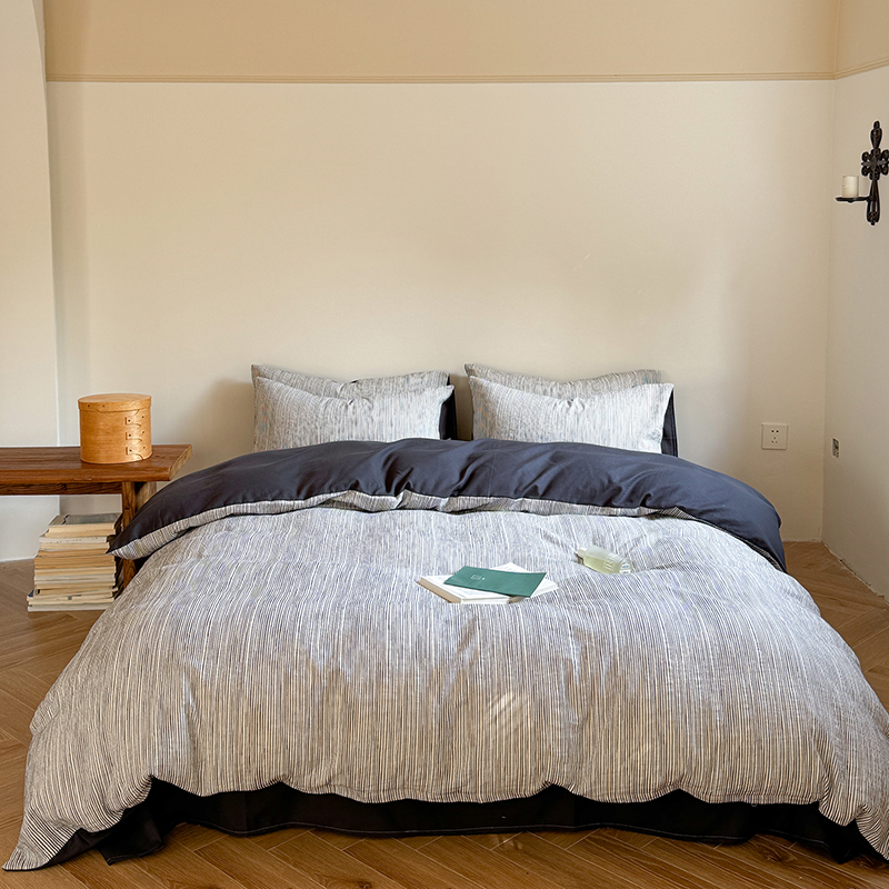 2025春季新品线条40S全棉提花四件套-觅境 场景一