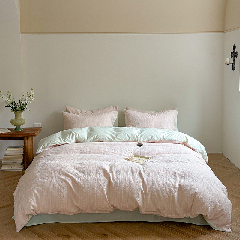 2025春季新品线条40S全棉提花四件套-觅境 场景一