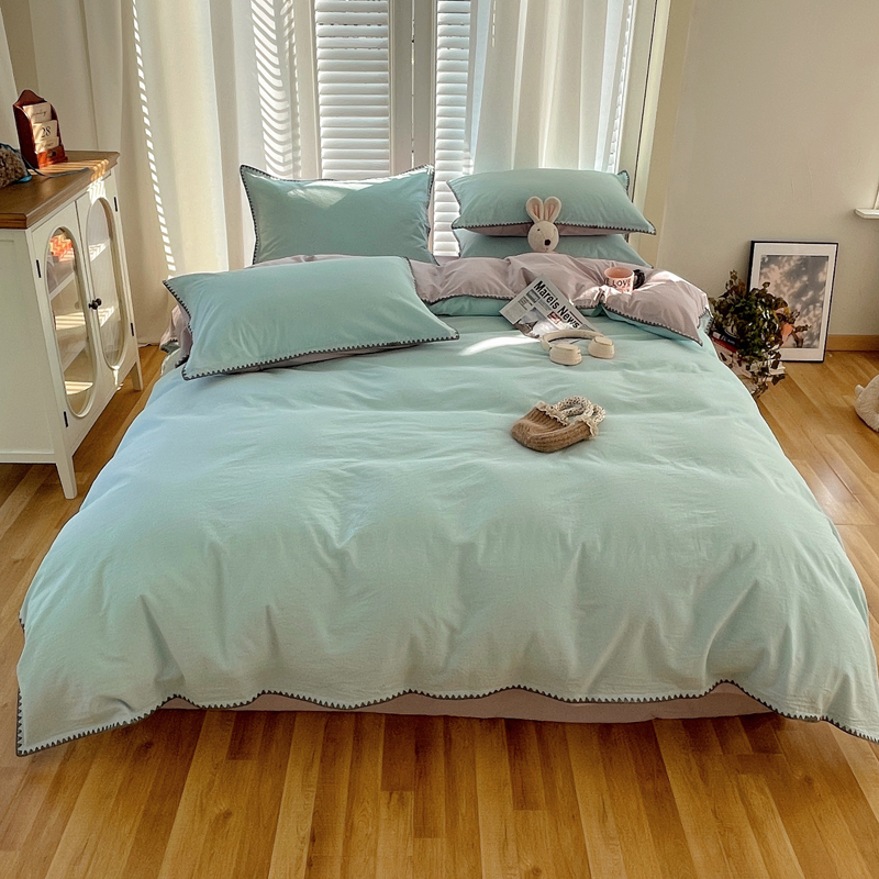 2025新款40支全棉水洗棉贝壳边四件套