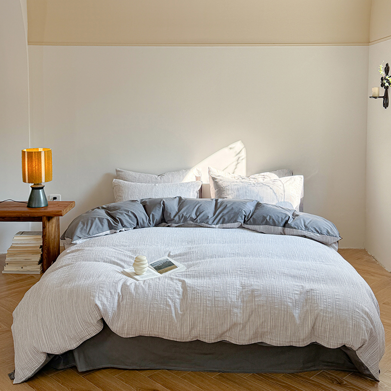 2025春季新品线条40S全棉提花四件套-觅境 场景一