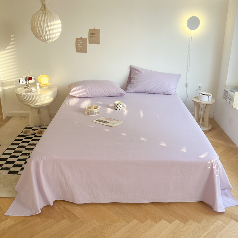 2022新款纯色全棉水洗棉单品床单系列 120x230cm单床单 淡紫