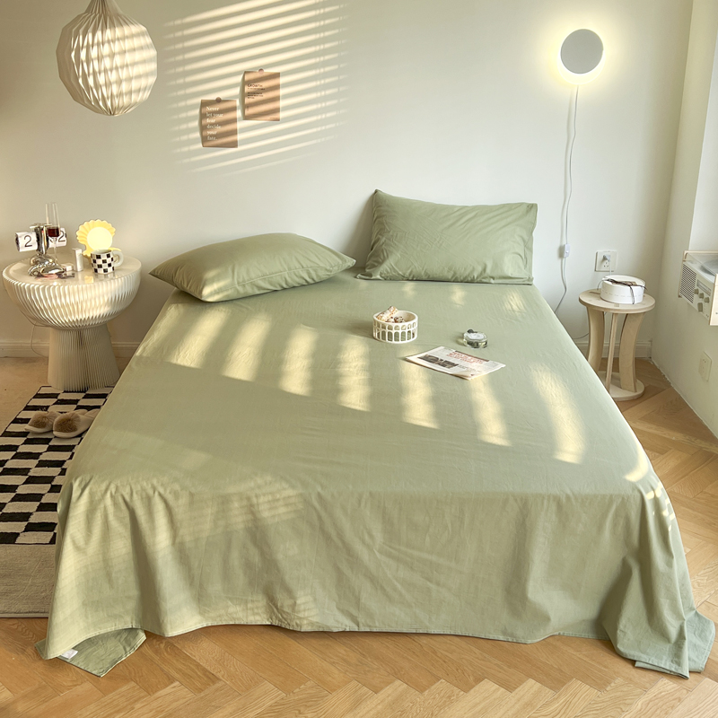 2022新款纯色全棉水洗棉单品床单系列 120x230cm单床单 豆绿