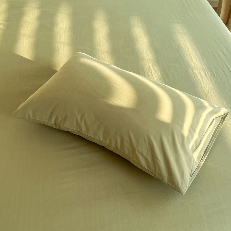 2022新款32支素色纯棉单品枕套系列 48*74cm枕套/只 豆绿