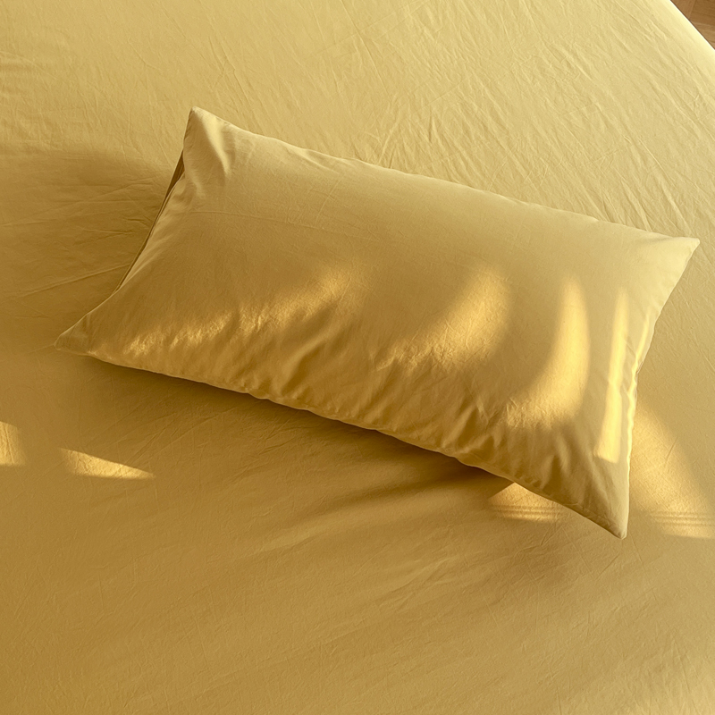 2022新款32支素色纯棉单品枕套系列 48*74cm枕套/只 黄