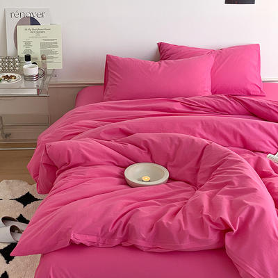 2022新款纯棉全棉粉色  混搭系列四件套 1.2m床单款三件套 纯色-玫瑰红