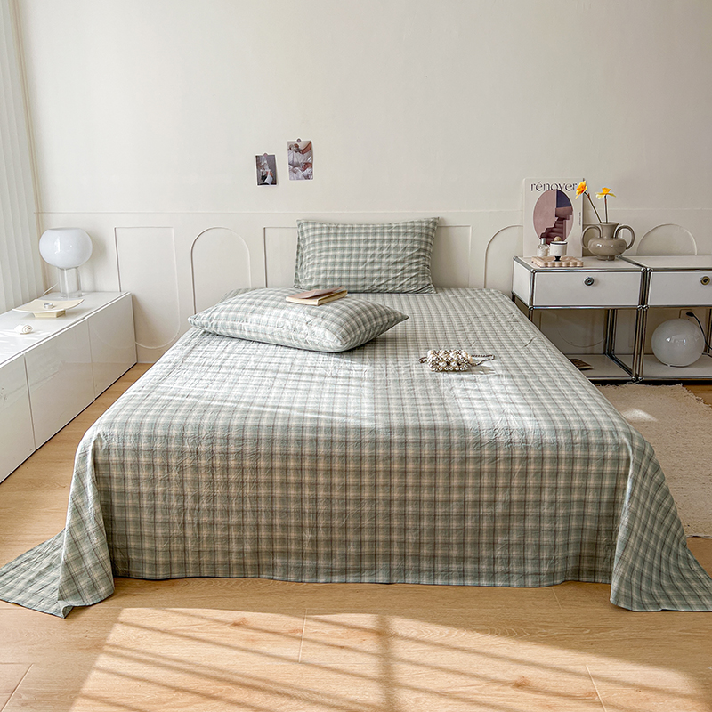 2023新品全棉色织A类单品床单床笠枕套-单床单 120x230cm 伯利-绿
