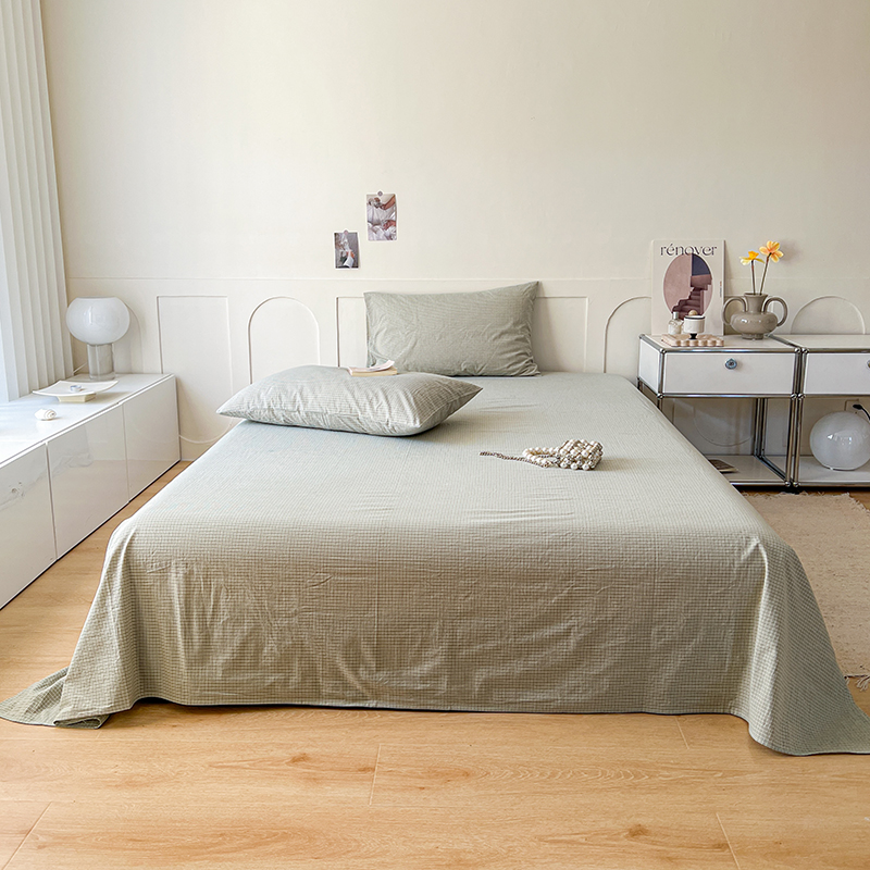 2023新品全棉色织A类单品床单床笠枕套-单床单 120x230cm 迷迭-绿