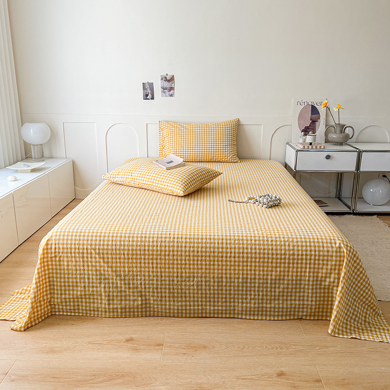 2023新品全棉色织A类单品床单床笠枕套-单床单 120x230cm 米格-黄