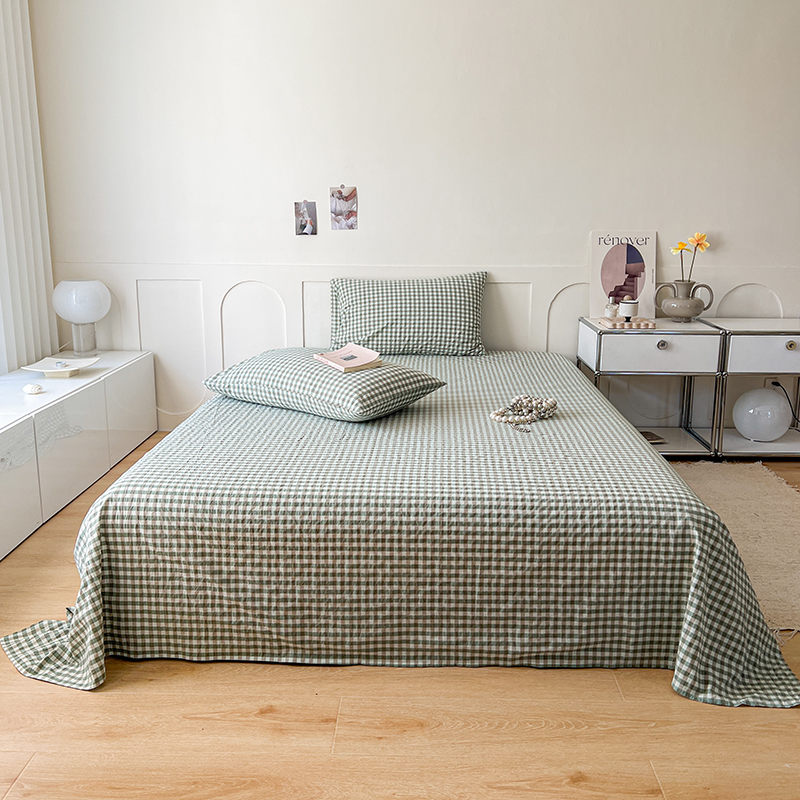 2023新品全棉色织A类单品床单床笠枕套-单床单 120x230cm 米格-绿