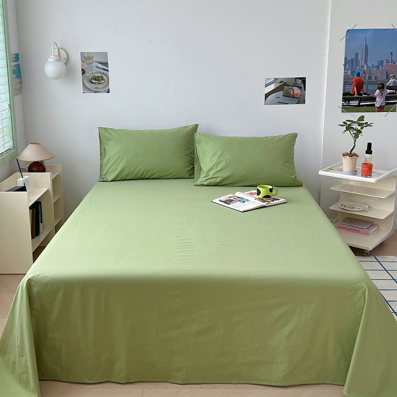 2023新款全棉水洗棉纯色单品床笠床单-单床单 48*74cm/只枕套 果绿