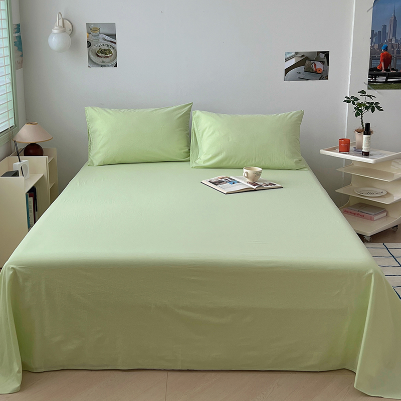 2023新款全棉水洗棉纯色单品床笠床单-单床单 48*74cm/只枕套 浅绿