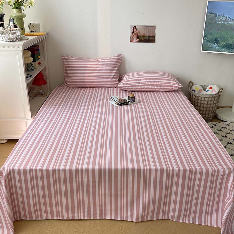 2024新款A类夏季全棉老粗布床单床笠枕套单品系列-单床单 160x240cm单床单 素彩-粉