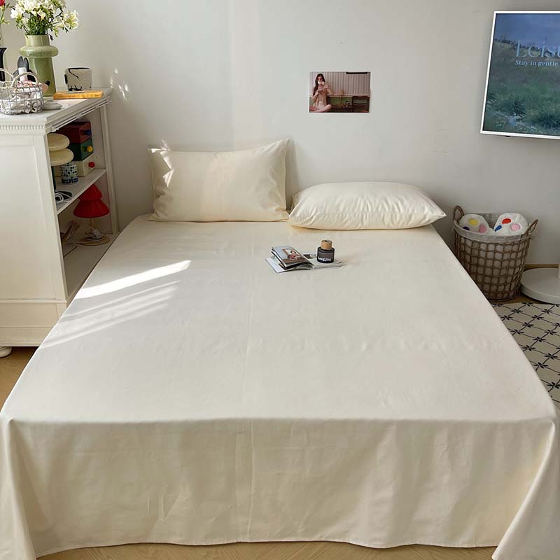 2024新款A类夏季全棉老粗布床单床笠枕套单品系列-单床单 160x240cm单床单 月白-白