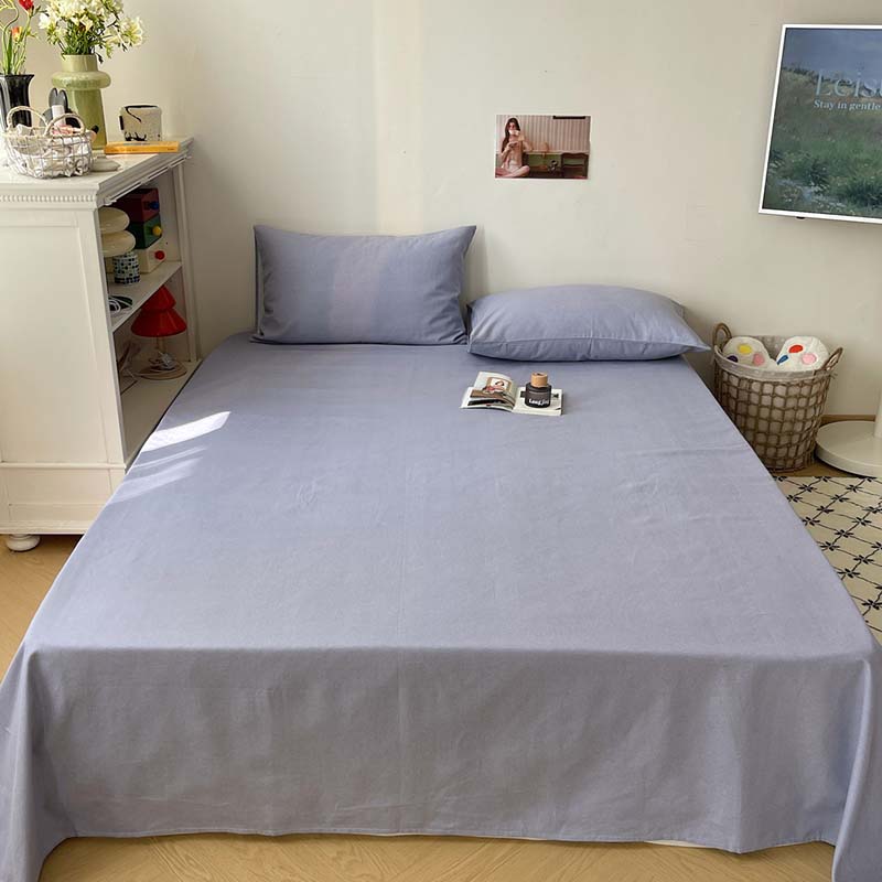 2024新款A类夏季全棉老粗布床单床笠枕套单品系列-单床单 160x240cm单床单 月白-蓝
