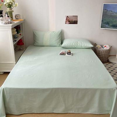 2024新款A类夏季全棉老粗布床单床笠枕套单品系列-单床单 120x240cm单床单 月白-绿