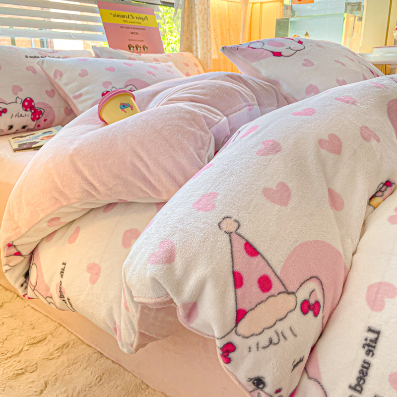 2025新款加厚印花双面牛奶绒四件套