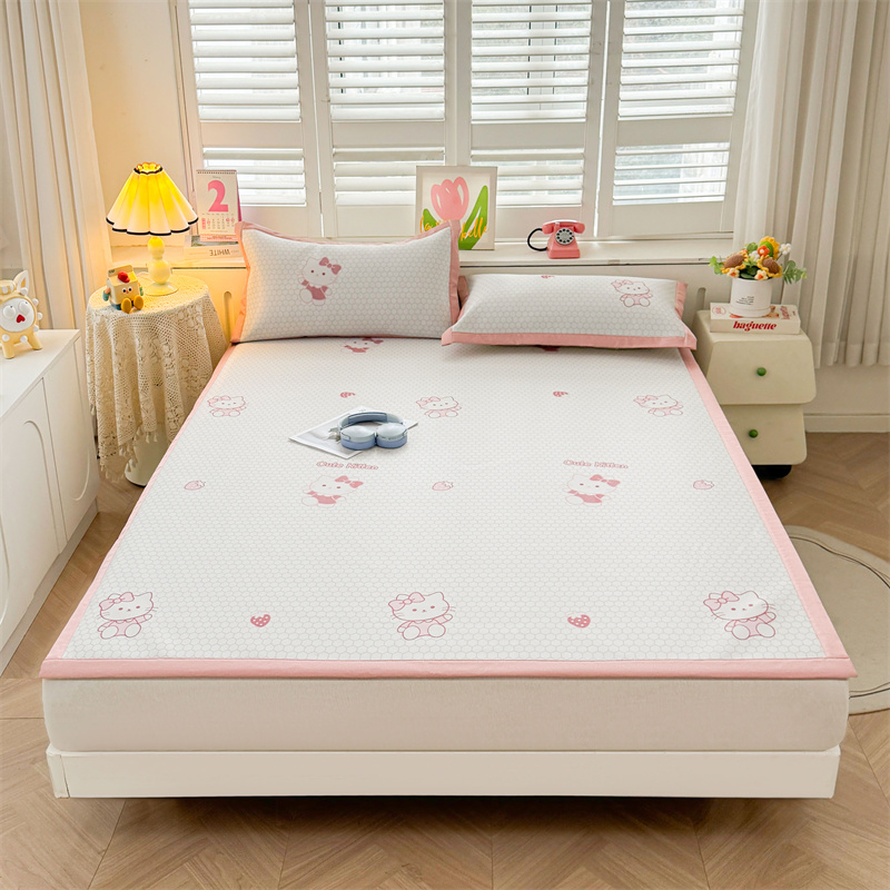 2026新款碳光印花冰丝席床铺款 甜心凯蒂