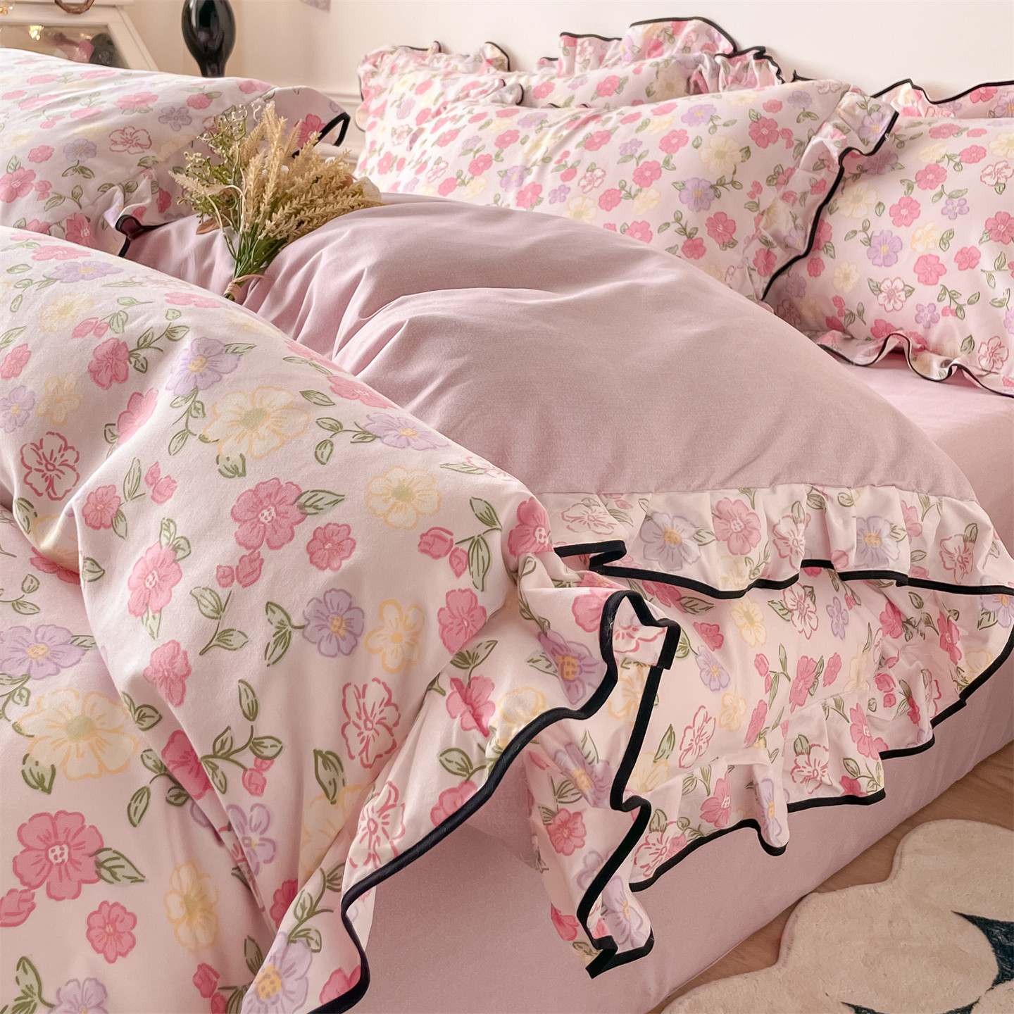 2025新款韩版花边印花四件套四件套