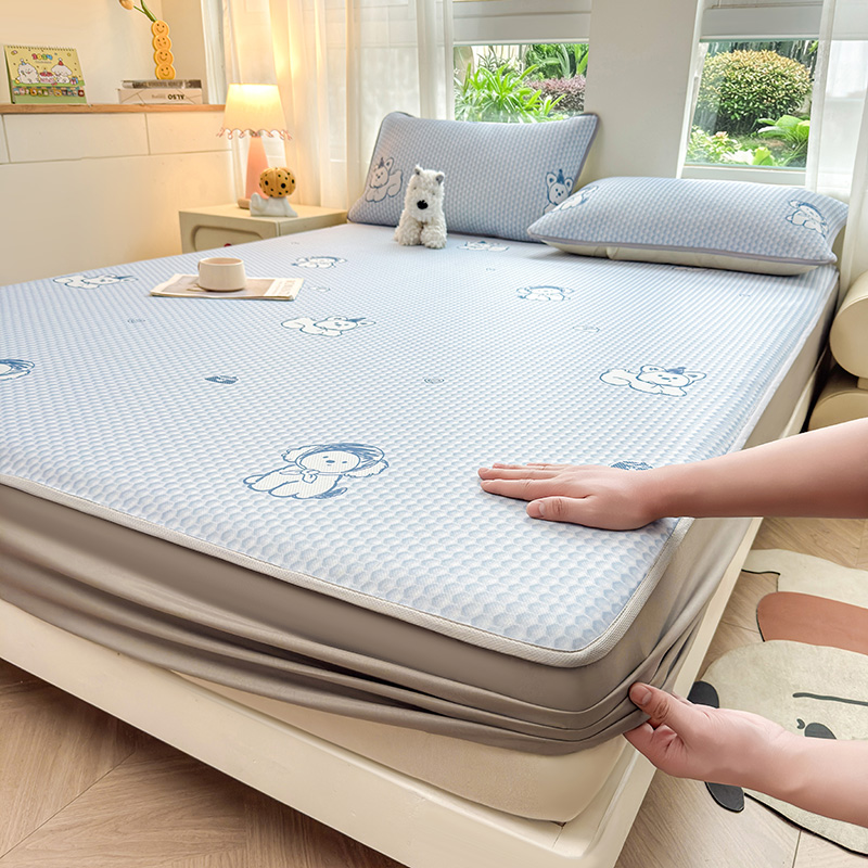 2026新款碳光冰丝席5D印花床笠款 萌宠日记