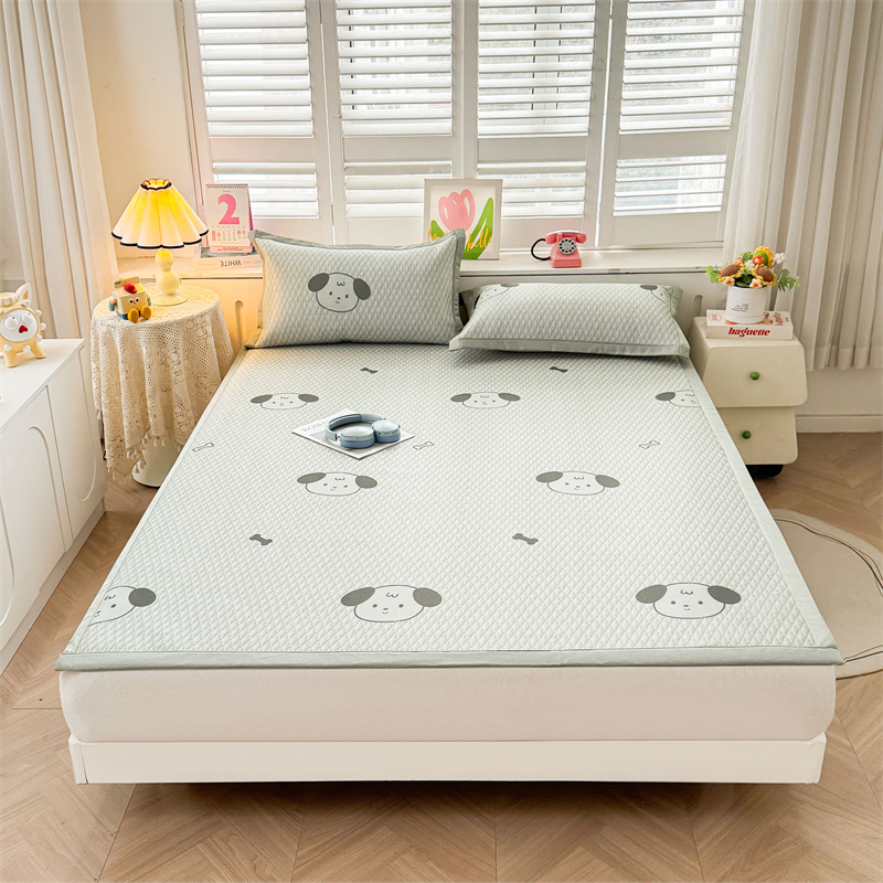 2026新款碳光印花冰丝席床铺款 淘气狗