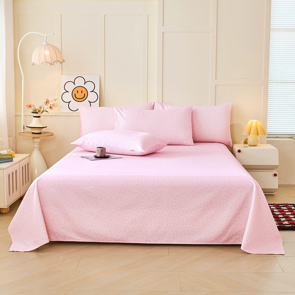 2026新款印花老粗布床单款凉席 醉花意