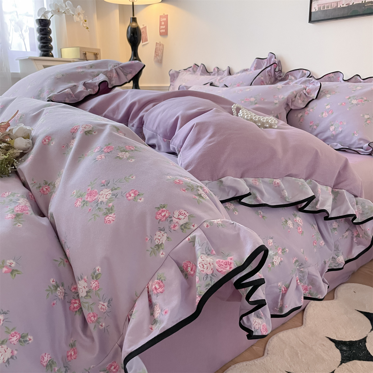 2025新款韩版花边印花四件套四件套