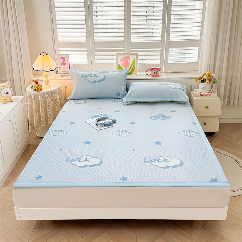 2026新款碳光印花冰丝席床铺款 幸运云朵