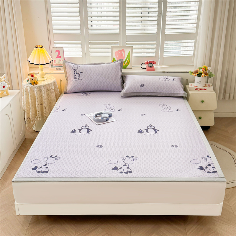 2026新款碳光印花冰丝席床铺款 南极鹿