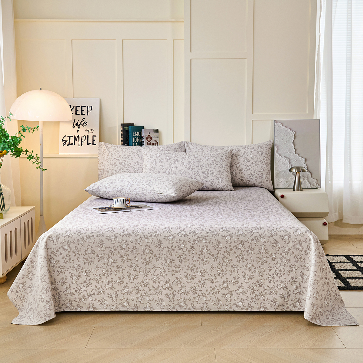 2026新款印花老粗布床单款凉席 云梦海棠