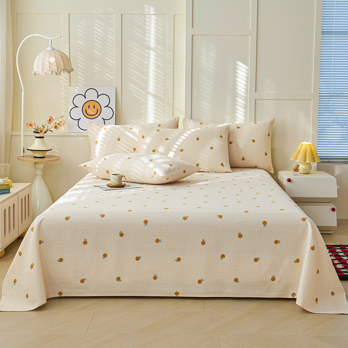 2026新款印花老粗布床单款凉席 柚见