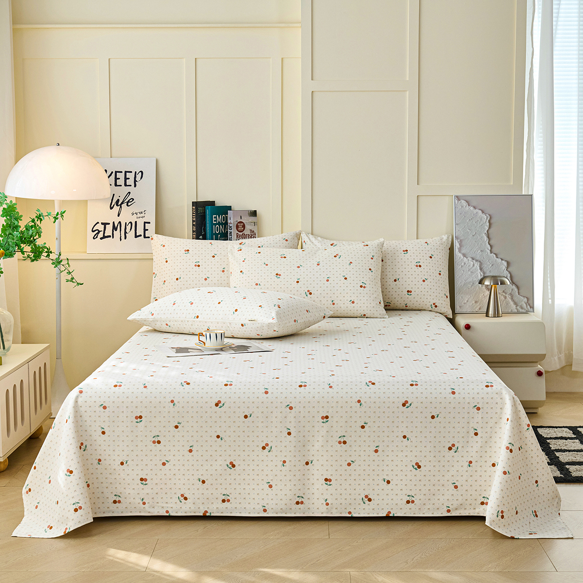 2026新款印花老粗布床单款凉席 樱桃之恋