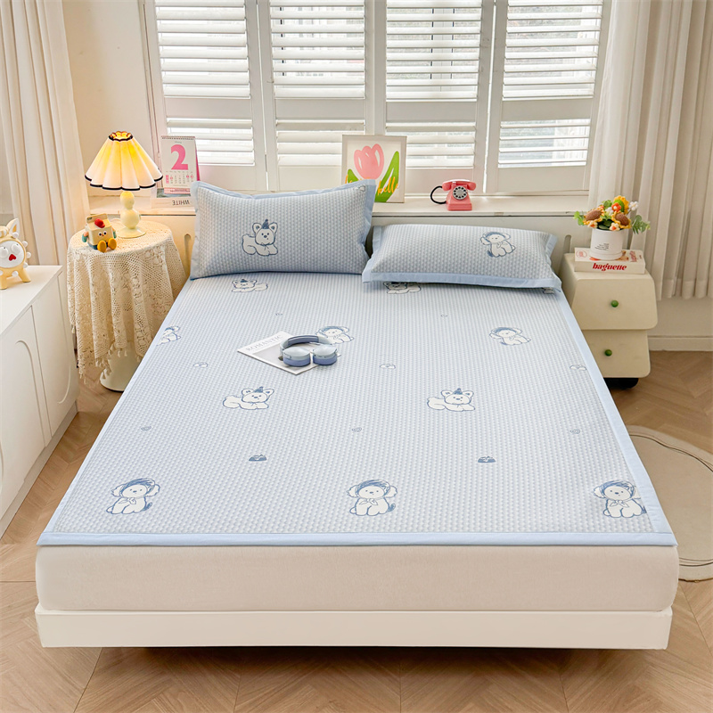 2026新款碳光印花冰丝席床铺款 萌宠日记