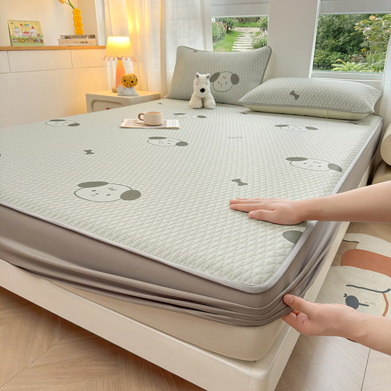 2026新款碳光冰丝席5D印花床笠款 淘气狗