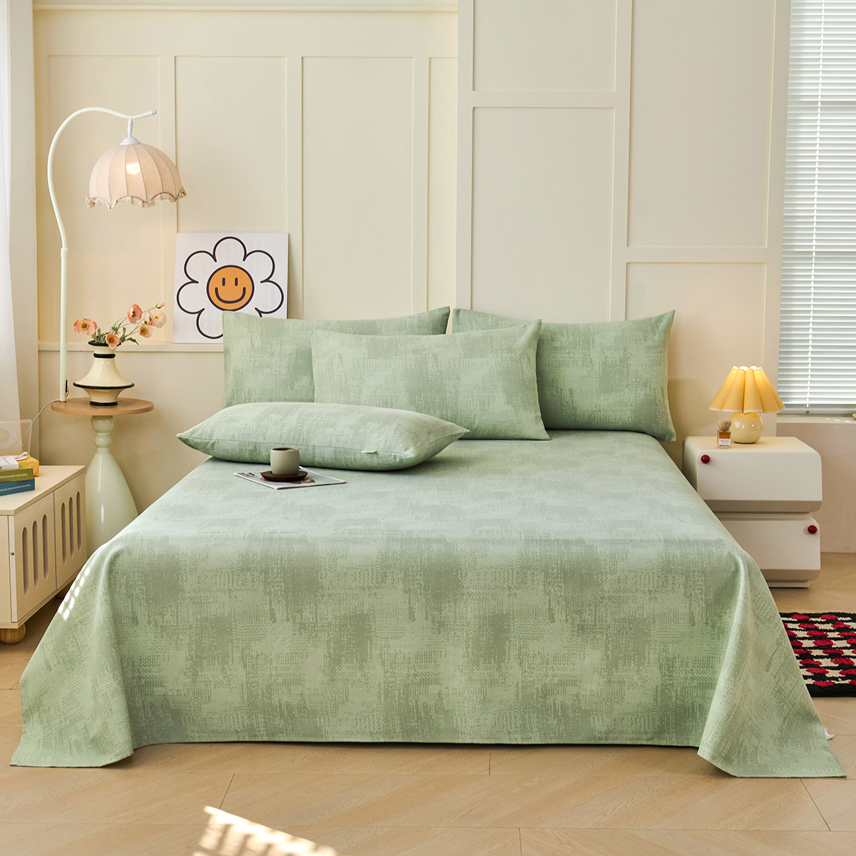 2026新款印花老粗布床单款凉席 夏沫