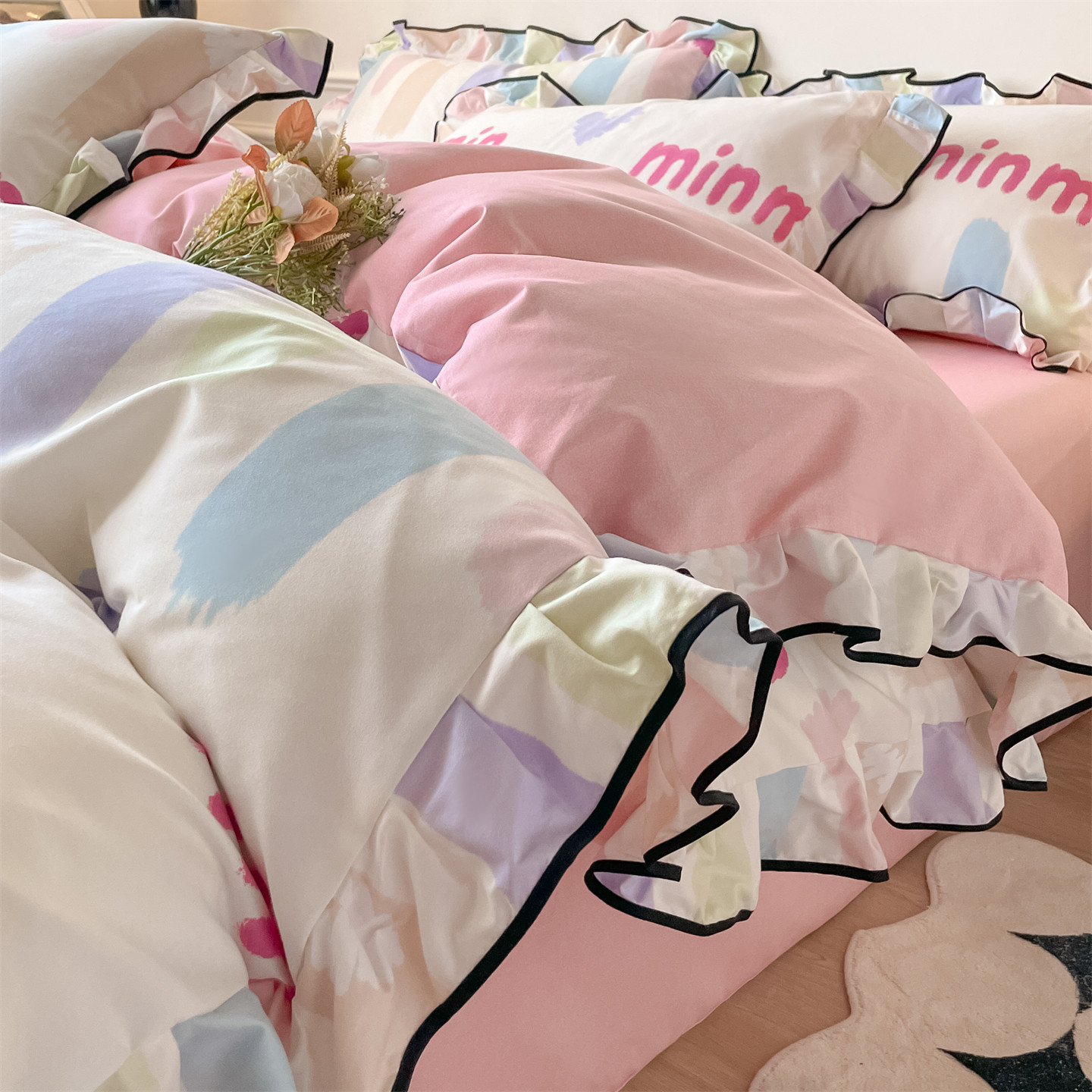 2025新款韩版花边印花四件套四件套