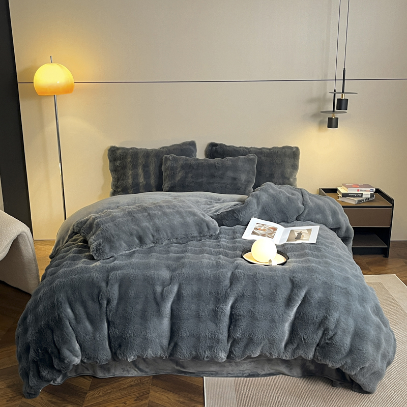 2025新款加厚亲肤兔毛绒四件套