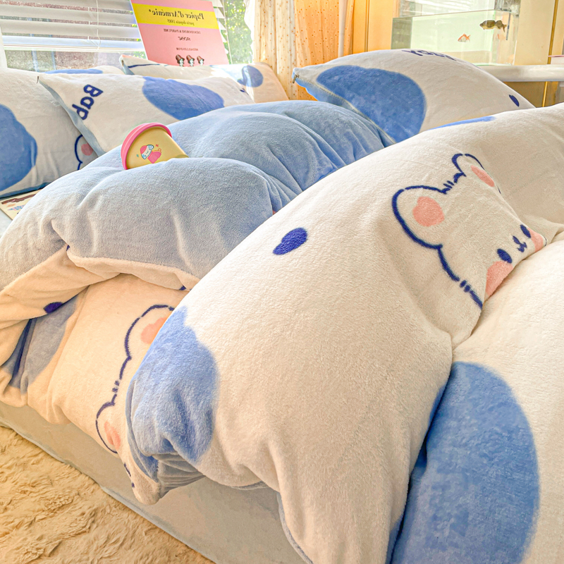 2025新款加厚印花双面牛奶绒四件套