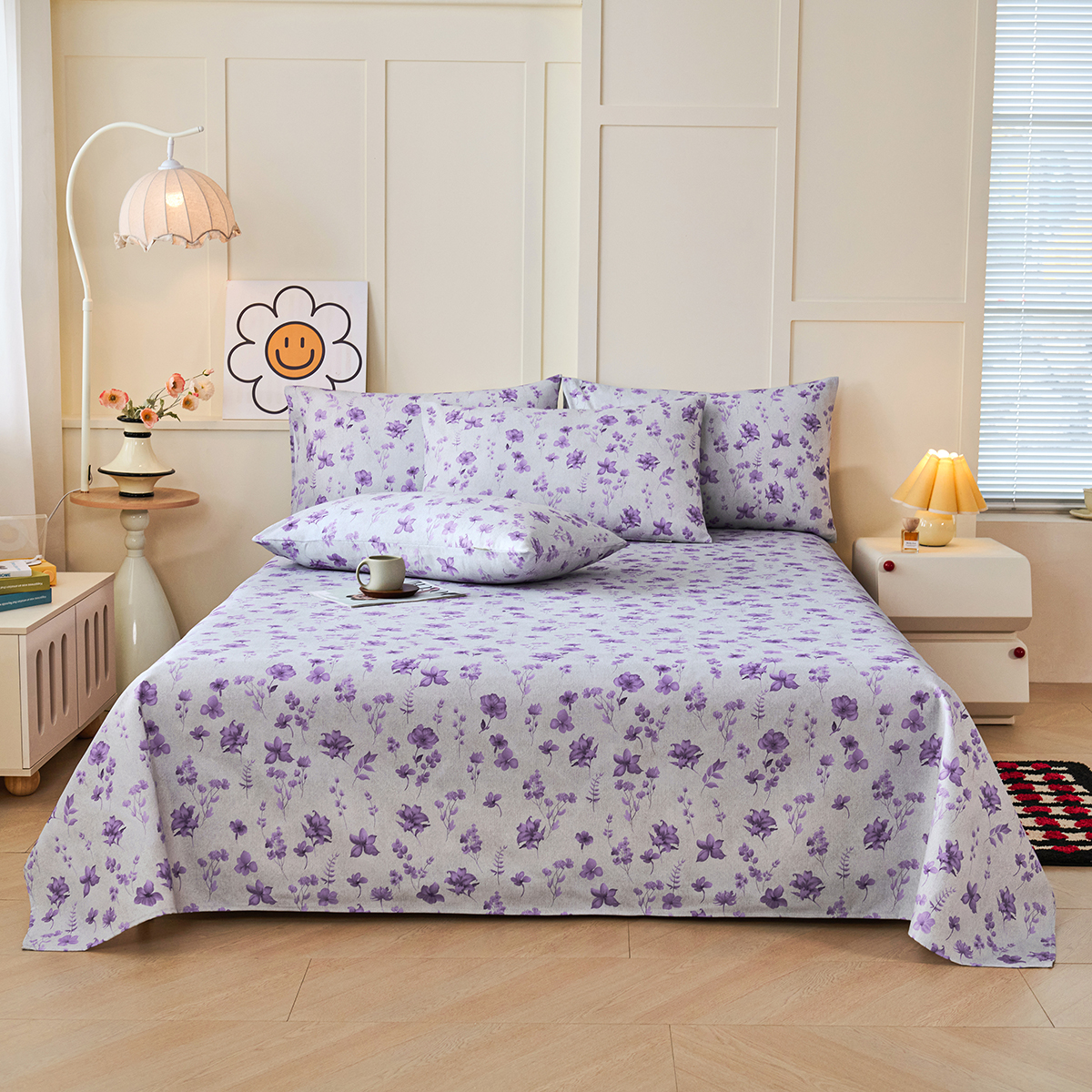 2026新款印花老粗布床单款凉席 雅韵花香