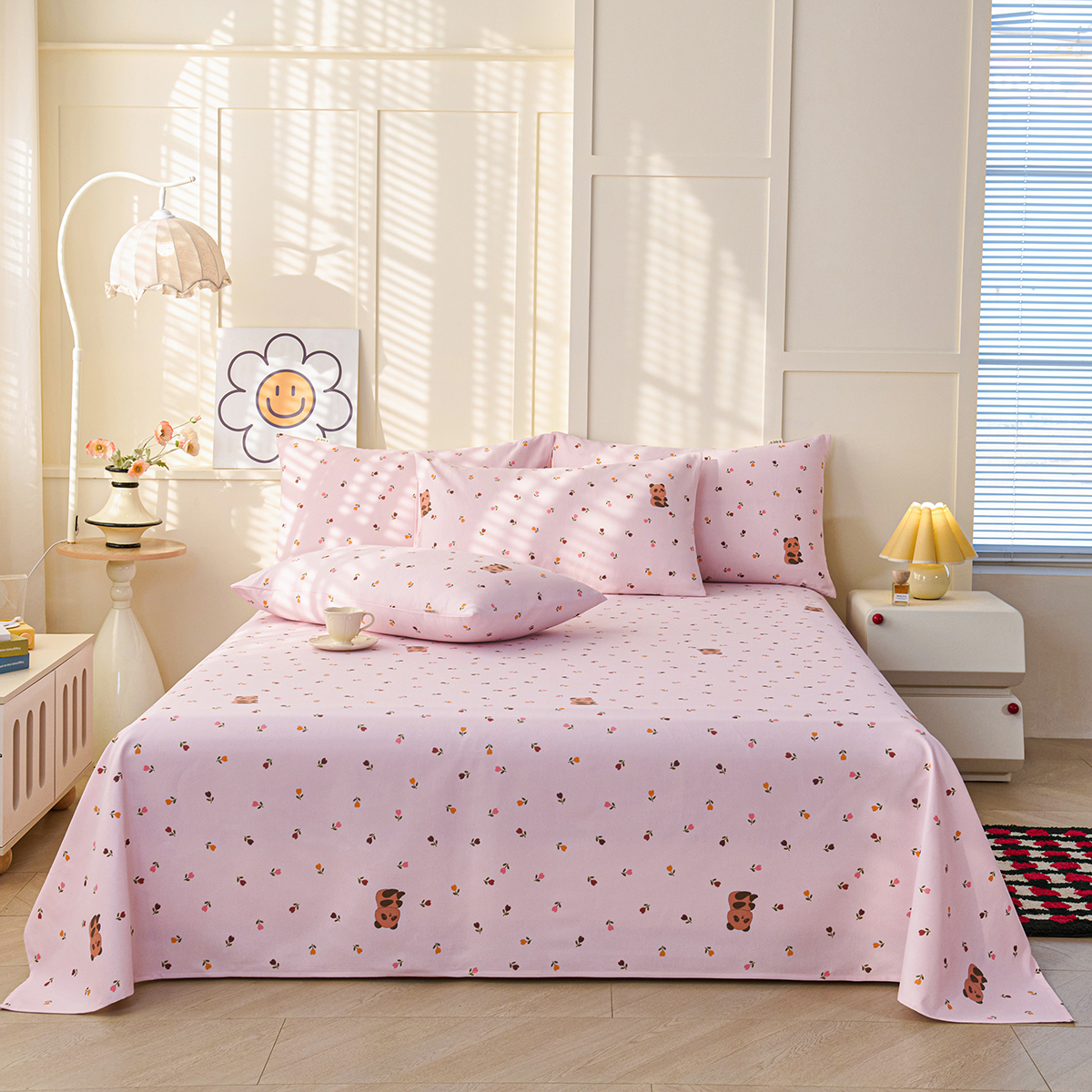 2026新款印花老粗布床单款凉席 熊猫乐园