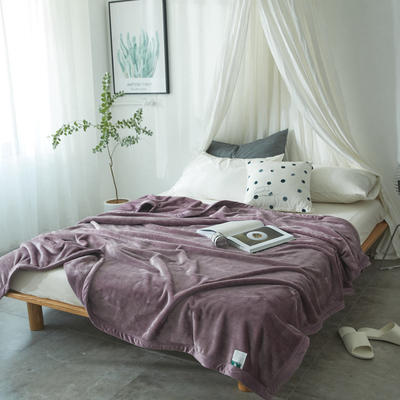 毛毯毯子400克紫貂绒来菲家纺纯色珊瑚绒素色法莱绒法兰绒盖毯床单1.8KG 200*230cm 苜蓿天青紫