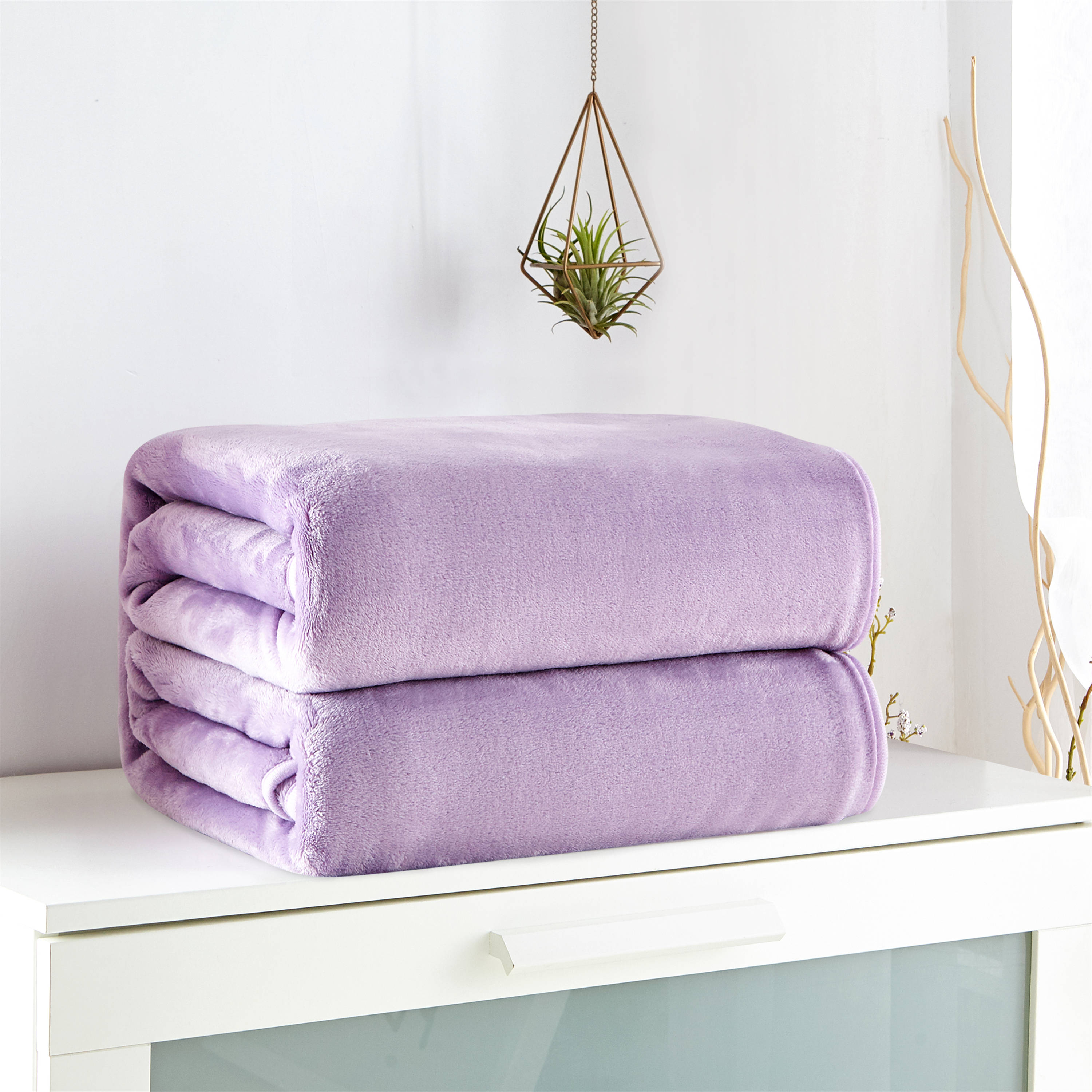 经典爆款来菲毯业320克金貂绒毛毯纯色加厚法莱绒毯子素色盖毯毯子多用 120*200cm 紫色