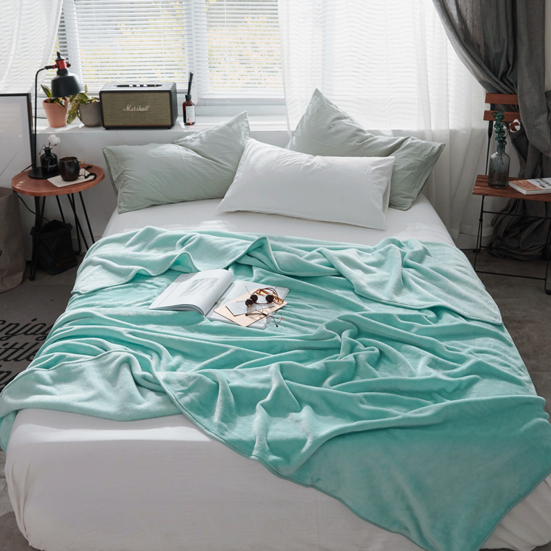 320克金貂绒纯色毛毯20新款加厚毯子沙发毯保暖毯子素色来菲经典款 120*200 薄荷绿