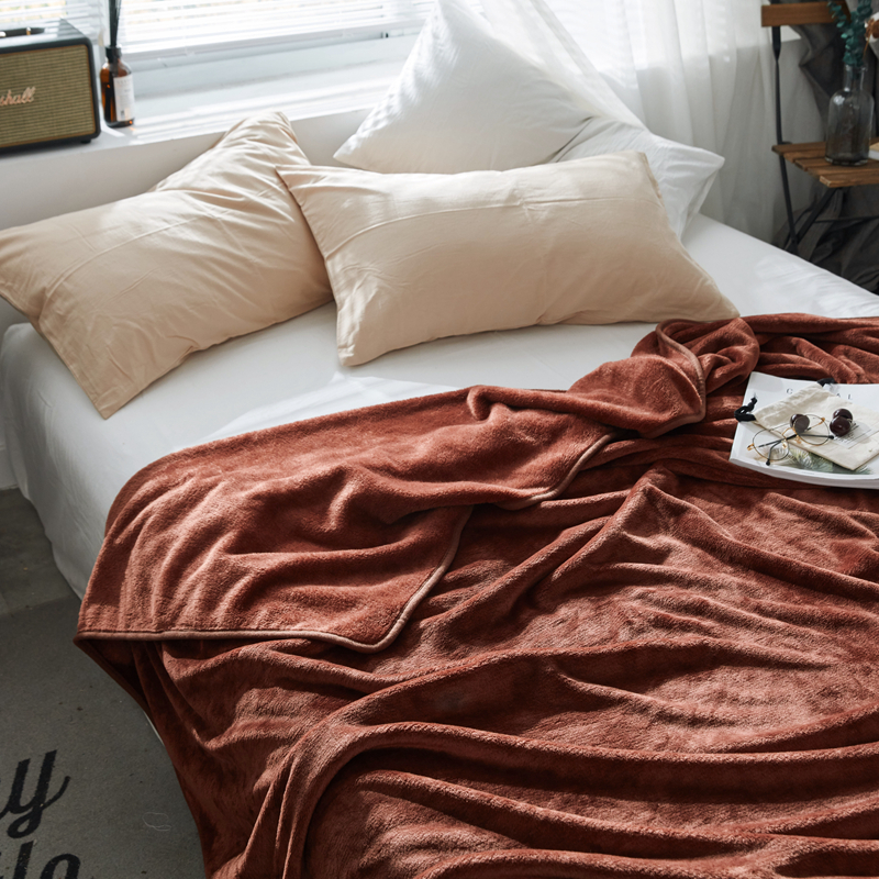 320克金貂绒纯色毛毯20新款加厚毯子沙发毯保暖毯子素色来菲经典款 120*200 咖啡