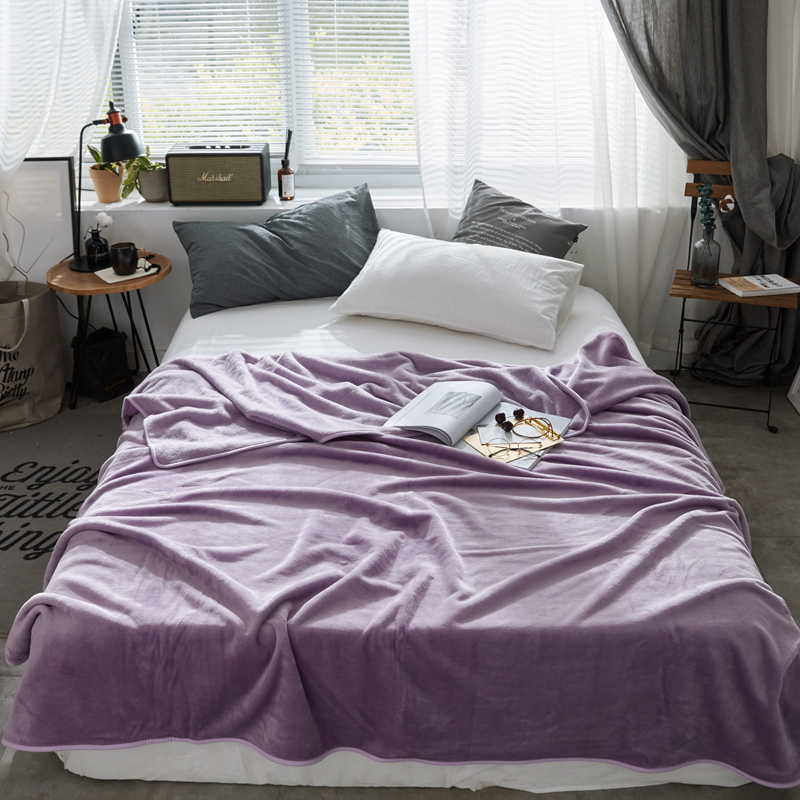 320克金貂绒纯色毛毯20新款加厚毯子沙发毯保暖毯子素色来菲经典款 120*200 紫色
