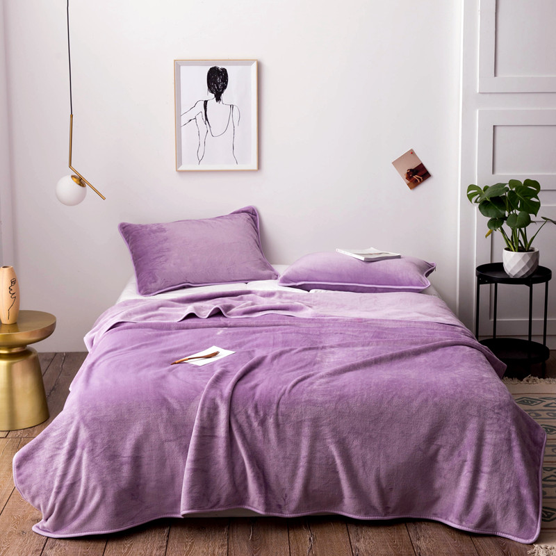 永不断货320克金貂绒毛毯加厚纯色珊瑚绒毯子法莱绒盖毯多功能毯子 100cmx120cm 紫色